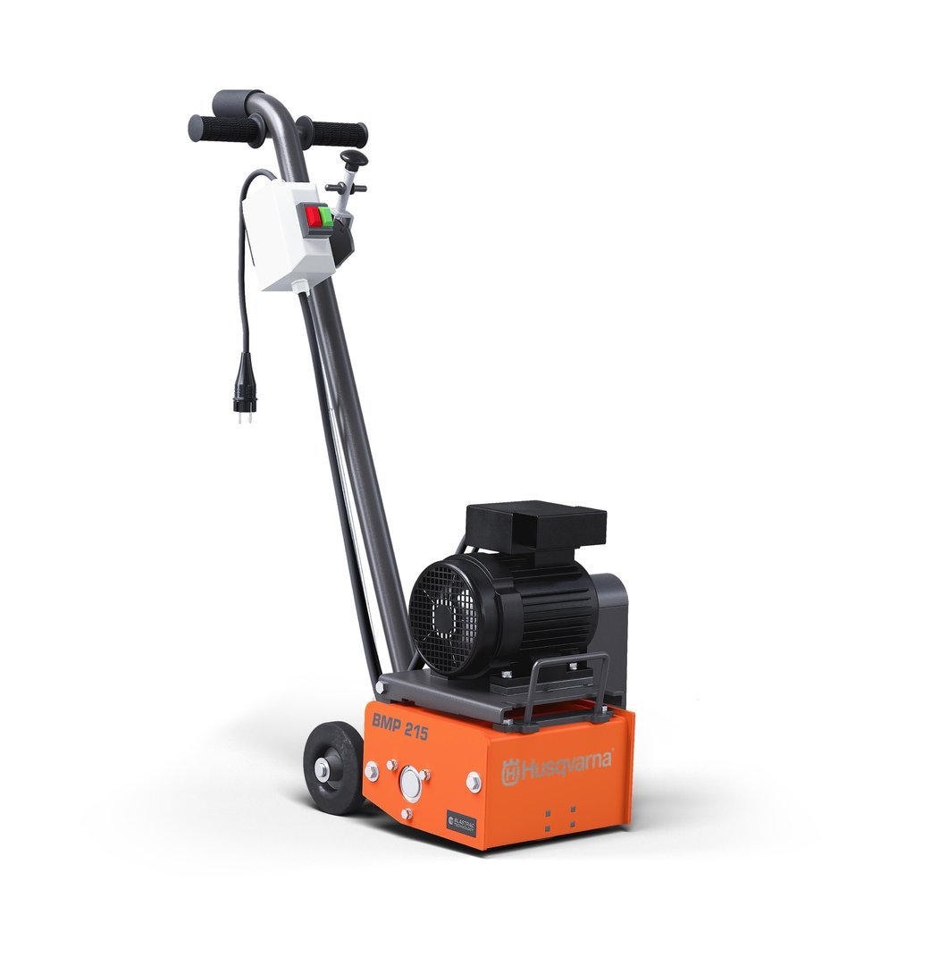 BMP215.jpg HUSQVARNA-BLASTRAC BMP 215 E mit Trommel – Betonfräse (230 Volt) | Vorführgerät - Image 1