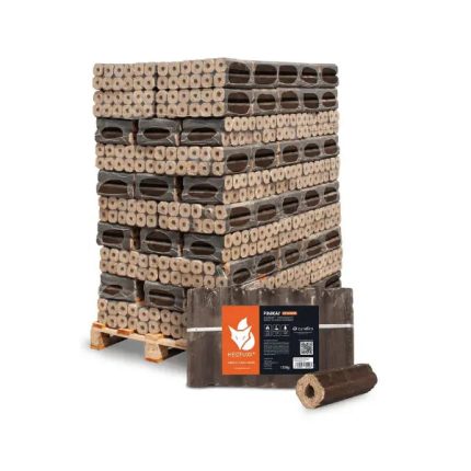 Heizfuxx PiniKay Quadro Hartholzbriketts – 960 kg Palette (96 x 10 kg) Premium Vierkant-Holzbriketts mit langer Brenndauer