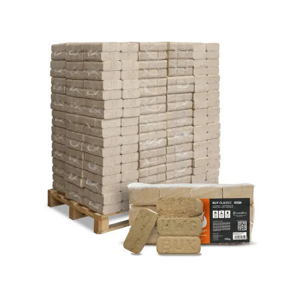 Designsanstitre_29.jpg Heizfuxx RUF Classic White Hartholzbriketts – 960 kg Palette (96 x 10 kg) Premium Weißholz-Briketts mit langer Brenndauer - Image 1