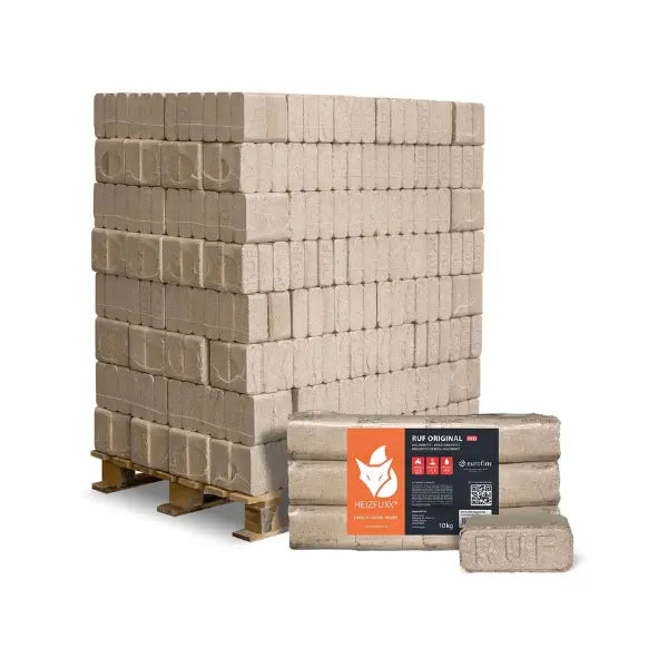 Designsanstitre_34.jpg Heizfuxx RUF Original Red Hartholzbriketts – 960 kg Palette (96 x 10 kg) Premium Holzbriketts für Kamin & Ofen – Bild 1