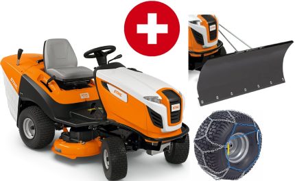 STIHL Rasentraktor RT 5097 Winterpaket mit Schneeschild und Schneeketten – Modell 2025-Neu