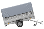 1-Achs-Anhänger GARDEN TRAILER 264 KIPP mit Laubgitteraufsatz, grauer Hochplane, Hochspriegel und Stützrad-Neu - Image 9