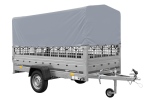 1-Achs-Anhänger GARDEN TRAILER 264 KIPP mit Laubgitteraufsatz, grauer Hochplane, Hochspriegel und Stützrad-Neu