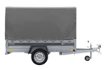 Anhänger mit Blattfedern 230×125 UNITRAILER FORCE 230/R KIPP mit H-1100 Spriegel und grauer Hochplane-Neu - Image 3