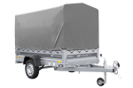 Anhänger mit Blattfedern 230×125 UNITRAILER FORCE 230/R KIPP mit H-1100 Spriegel und grauer Hochplane-Neu - Image 8