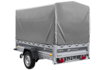 Anhänger mit Blattfedern 230×125 UNITRAILER FORCE 230/R KIPP mit H-1100 Spriegel und grauer Hochplane-Neu - Image 4