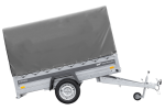 Anhänger mit Blattfedern 230×125 UNITRAILER FORCE 230/R KIPP mit H-1100 Spriegel und grauer Hochplane-Neu - Image 6