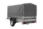 Anhänger mit Blattfedern 230×125 UNITRAILER FORCE 230/R KIPP ungebremst mit H-800 Spriegel und grauer Hochplane-Neu - Image 8