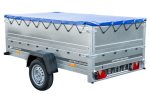 Anhänger mit faltbarer Deichsel GARDEN TRAILER 230 KIPP mit zusätzlichen Bordwänden, Stützrad und blauer Flachplane-Neu - Image 4