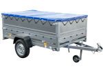 Anhänger mit faltbarer Deichsel GARDEN TRAILER 230 KIPP mit zusätzlichen Bordwänden, Stützrad und blauer Flachplane-Neu - Image 6