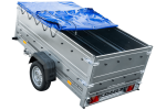 Anhänger mit faltbarer Deichsel GARDEN TRAILER 230 KIPP mit zusätzlichen Bordwänden, Stützrad und blauer Flachplane-Neu - Image 10