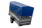 Autotransportanhänger 264×125 UNITRAILER FORCE 264 KIPP mit Gitterwänden, H-800 Rahmen und blauer Plane-Neu - Image 10
