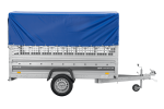 Autotransportanhänger 264×125 UNITRAILER FORCE 264 KIPP mit Gitterwänden, H-800 Rahmen und blauer Plane-Neu - Image 4