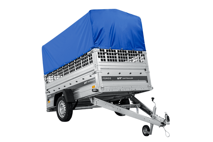 ger_pm_Autotransportanhanger-auf-Federn-230x125-UNITRAILER-FORCE-230-R-KIPP-mit-Gitterwanden-H-800-Rahmen-und-blauer-Plane-16199_1.png Autotransportanhänger auf Federn 230×125 UNITRAILER FORCE 230/R KIPP mit Gitterwänden, H-800 Rahmen und blauer Plane-Neu - Image 1