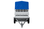 Autotransportanhänger auf Federn 230×125 UNITRAILER FORCE 230/R KIPP mit Gitterwänden, H-800 Rahmen und blauer Plane-Neu - Image 9