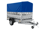 Autotransportanhänger auf Federn 230×125 UNITRAILER FORCE 230/R KIPP mit Gitterwänden, H-800 Rahmen und blauer Plane-Neu - Image 4