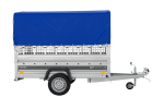 Autotransportanhänger auf Federn 230×125 UNITRAILER FORCE 230/R KIPP mit Gitterwänden, H-800 Rahmen und blauer Plane-Neu - Image 6