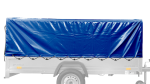 Autotransportanhänger 264×125 UNITRAILER FORCE 264 KIPP mit Gitterwänden, H-800 Rahmen und blauer Plane-Neu - Image 15