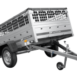 Einachsanhänger 200×125 UNITRAILER GARDEN 201 KIPP mit Gitterseitenwänden und grauer Abdeckung-Neu