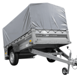 Einachsanhänger 230×125 UNITRAILER FORCE 230 KIPP mit H-800 Spriegel und grauer Hochplane-Neu