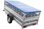 Einachsanhänger 264×125 UNITRAILER FORCE 264 KIPP mit Gitterwänden, H-0-Rahmen und blauer Plane-Neu - Image 10