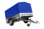 Einachsanhänger auf Blattfedern 200×125 UNITRAILER GARDEN 201/R KIPP mit H-800-Rahmen und blauer Plane-Neu