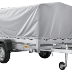 Einachsanhänger mit Blattfedern 264×125 UNITRAILER GARDEN 264/R KIPP mit H-800-Rahmen und grauer Plane-Neu