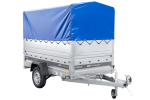 Einachsiger Anhänger auf Blattfedern 230×125 UNITRAILER FORCE 230/R KIPP mit BIS-Seitenwänden, H-800-Rahmen und blauer Plane-Neu - Image 4