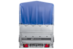 Einachsiger Anhänger auf Blattfedern 230×125 UNITRAILER FORCE 230/R KIPP mit BIS-Seitenwänden, H-800-Rahmen und blauer Plane-Neu - Image 3