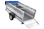 Einachsiger Anhänger auf Blattfedern 264×125 UNITRAILER FORCE 264/R KIPP mit Gitterseitenwänden, H-0-Rahmen und blauer Plane-Neu - Image 13