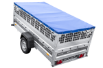 Einachsiger Anhänger auf Blattfedern 264×125 UNITRAILER FORCE 264/R KIPP mit Gitterseitenwänden, H-0-Rahmen und blauer Plane-Neu - Image 11