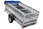 Einachsiger Anhänger auf Blattfedern 264×125 UNITRAILER FORCE 264/R KIPP mit Gitterseitenwänden, H-0-Rahmen und blauer Plane-Neu - Image 12