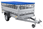 Einachsiger Anhänger auf Blattfedern 264×125 UNITRAILER FORCE 264/R KIPP mit Gitterseitenwänden, H-0-Rahmen und blauer Plane-Neu - Image 6