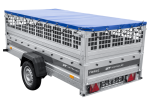 Einachsiger Anhänger auf Blattfedern 264×125 UNITRAILER FORCE 264/R KIPP mit Gitterseitenwänden, H-0-Rahmen und blauer Plane-Neu - Image 7
