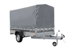 Einachsiger Anhänger mit Blattfedern 264×125 UNITRAILER FORCE 264/R KIPP mit H-1100 Rahmen und grauer Plane-Neu – Bild 11