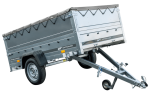 Faltbarer Anhänger GARDEN TRAILER 230 KIPP mit zusätzlichen Bordwänden, Stützrad und Flachplane-Neu