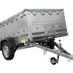Leichtanhänger auf Blattfedern 200×125 UNITRAILER GARDEN 201/R KIPP mit BIS-Seiten, H-0-Rahmen und grauer Plane-Neu