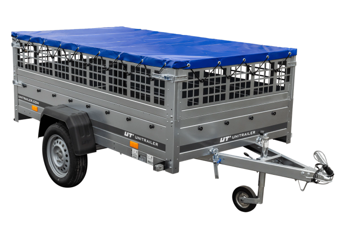 ger_pm_Leichter-Anhanger-auf-Blattfedern-230x125-UNITRAILER-GARDEN-230-R-KIPP-mit-Gitterwanden-H-0-Rahmen-und-blauer-Plane-15318_8.png Leichter Anhänger auf Blattfedern 230×125 UNITRAILER GARDEN 230/R KIPP mit Gitterwänden, H-0-Rahmen und blauer Plane-Neu - Image 1