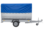 Leichter Anhänger auf Blattfedern 264×125 UNITRAILER FORCE 264/R KIPP mit BIS-Seitenwänden, H-800-Rahmen und blauer Plane-Neu – Bild 4