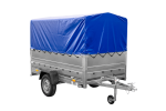 PKW-Anhänger 230×125 UNITRAILER GARDEN 230 FD mit BIS-Bordwänden, H-800-Gestell und blauer Plane-Neu