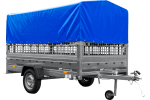 PKW-Anhänger 264×150 UNITRAILER GARDEN 265 KIPP mit Gitteraufsatz, Hochspriegel H-800 und blauer Plane-Neu – Bild 10