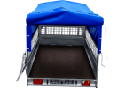 PKW-Anhänger 264×150 UNITRAILER GARDEN 265 KIPP mit Gitteraufsatz, Hochspriegel H-800 und blauer Plane-Neu – Bild 11