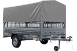 PKW-Anhänger 264×150 UNITRAILER GARDEN 265 KIPP mit Gitteraufsatz, Hochspriegel H-800 und grauer Plane-Neu – Bild 11