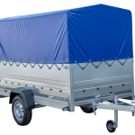 PKW-Anhänger auf Federn 264×125 UNITRAILER GARDEN 264/R KIPP mit BIS-Seiten, H-800-Rahmen und blauer Plane-Neu