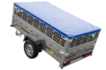 Pkw Transport Anhänger 230×125 Garden Trailer 230 KIPP mit Laubgitteraufsatz, blauer Flachplane, Planenträgern und Stützrad-Neu - Image 9