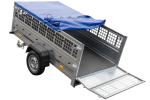 Pkw Transport Anhänger 230×125 Garden Trailer 230 KIPP mit Laubgitteraufsatz, blauer Flachplane, Planenträgern und Stützrad-Neu - Image 10